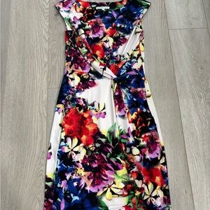 cleo Multicolor Floral Twist-Front Midi Dress